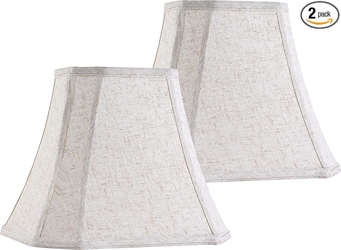 GO&SO 14 lnch Medium Lamp Shades Beige Oatmeal,Square Cut Comer Lamoshade for Floor and Table Lamps,8x14x11"(Spider) Natural Linen, Traditional Shade for Bedroom Easy Assembly Required (2 Pack)
