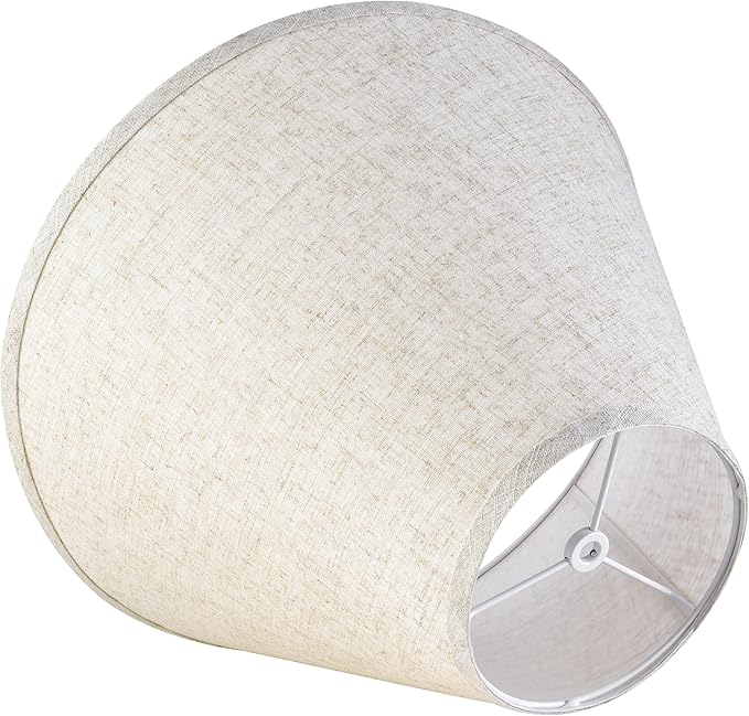 GO&SO 2Pc Beige Lamp Shade, 5.5'' Top x 10'' Bottom x 7.2'' Height, Small Barrel Lampshade for Table Lamp & Floor Light, Handcrafted Natural Linen, Spider Fitting