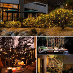 4 Pack Solar String Lights Outdoor - Total 320LED 132FT Solar Fairy Lights Waterproof 8 Modes, Copper Wire Solar Powered Twinkle Light for Outside Tree Garden Christmas Wedding Party Decor, Warm White