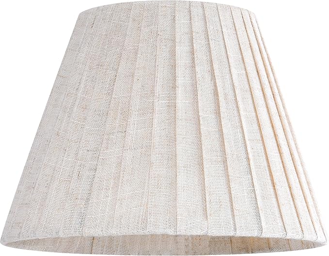 GO&SO 5"x9"x6.4" (Spider) Small Beige Oatmeal Linen Lampshades for Table Lamps, Wall Lamps-Bedside, with Pleated Modern Rustic Bell Lamp Shades Bedroom, Living Room- Natural Fabric (2 Pack)