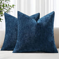 decorUhome Chenille Poseidon Throw Pillow Covers 22x22 Inch Set of 2, Decorative Soft Couch Pillow Covers Solid Dyed Accent Velvet Farmhouse Neutral Square Pillow Cases for Sofa Bed Living Room