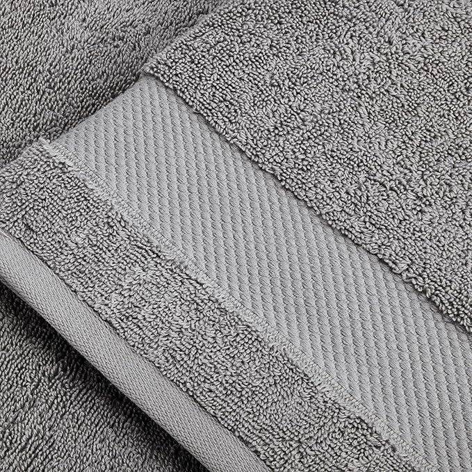 BIOWEAVES 100% Organic Cotton 700 GSM Plush Washcloths 13" x 13" GOTS Certified - Light Grey, Pack of 12