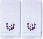 Decorative and Monogrammed Hand Towels for Bathroom Kitchen Makeup | Personalized Gift for Wedding-Bridal | Roman Font Custom Luxury Turkish Towel | Spa Collection, Oversized, 16 X 30 Inch, Set of 2