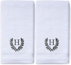 Decorative and Monogrammed Hand Towels for Bathroom Kitchen Makeup | Personalized Gift for Wedding-Bridal | Roman Font Custom Luxury Turkish Towel | Spa Collection, Oversized, 16 X 30 Inch, Set of 2