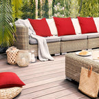 Boao 4 Pack Christmas Decorative Outdoor Waterproof Throw Pillow Covers Square Patio Balcony Garden Waterproof Cushion Case PU Coating Pillow Shell for Couch Bed Patio Sofa, 18 x 18 Inch(Red)