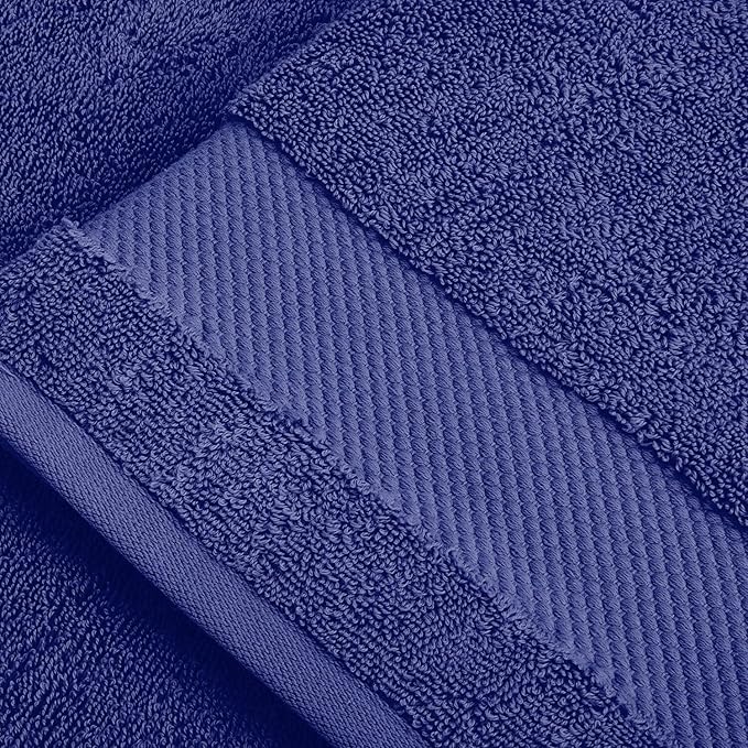 BIOWEAVES 100% Organic Cotton 700 GSM Plush Luxury Bath Towels for Bathroom 30" x 58" GOTS Certified - Navy Blue, Pack of 2