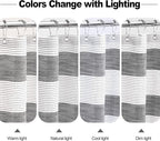 Boho Farmhouse Heavyweight Shower Curtain with Tassels, 350GSM Cotton Linen Fabric Shower Curtain for Rustic Bathroom, 72 x 72 Inch Vintage Black and White Striped Bath Curtain Water-Repellent
