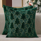 Christmas Pillow Covers 20x20 Set of 2 Green Christmas Tree Decorations Pillow Covers Soft Plush Faux Fur Pillow Cases Decor for Xmas Winter Holiday Home Bedroom Sofa Cushion Cases PT-017A20