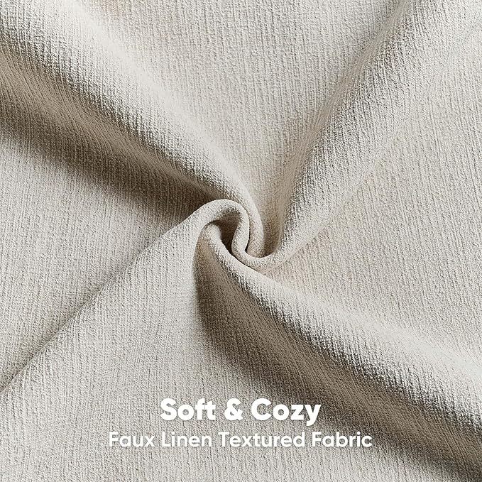 FUTEI Beige Chenille Decorative Throw Pillow Covers 22x22 Inch Set of 2,Soft Cozy Faux Linen Textured Cushion Case,Farmhouse Home Decor for Couch Living Room