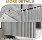 Jubilantex Folding Linen Shower Curtain for Bathroom Grey Waterproof Shower Curtain 1 Panel with 14 Metal Grommets and 1 Tie Back for Hotel,70"x70"