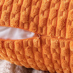 MIULEE Orange Throw Pillow Covers Soft Corduroy Decorative Set of 2 Boho Striped Pillow Covers Pillowcases Farmhouse Home Decor for Halloween Couch Bed Sofa Living Room 16x16 Inch