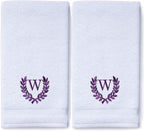 Decorative and Monogrammed Hand Towels for Bathroom Kitchen Makeup | Personalized Gift for Wedding-Bridal | Roman Font Custom Luxury Turkish Towel | Spa Collection, Oversized, 16 X 30 Inch, Set of 2