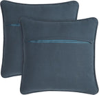 Boho Living Jada 2 Pc Decorative Throw Pillow Covers, Pillow Insert not Included, Premium Woven Design, Living Room Décor, (2) 20" x 20", Indigo