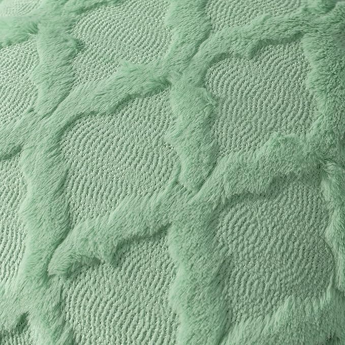 Set of 2 Soft Moroccan Throw Pillow Covers 20x20 Inch Plush Boho Decorative Pillow Cover Accent Cushion Case for Couch Sofa Bed, Sage Green