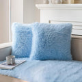 Neelvin Blue Faux Fur Cozy Fluffy Double-Sided Decorative Throw Pillow Covers 16x16 inch Set of 2,Velvet Pillowcase Cushion Case for Sofa Couch