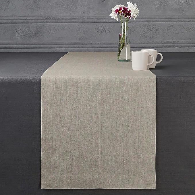 D'Moksha Homes Linen Natural Table Runner 72 Inches Long - 100% Pure Linen 14 x 72 Inch Table Runner for Dining, Fall, Autumn and Halloween - Machine Washable