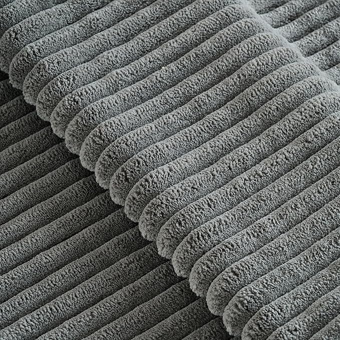 Fancy Homi Set of 2 Dark Gray Boho Decorative Throw Pillow Covers 24x24 Inch for Couch Bed Sofa, Aesthetic Modern Bohemian Room Decor, Soft Fuzzy Fluffy Cozy Corduroy Textured Cushion Case 60x60cm