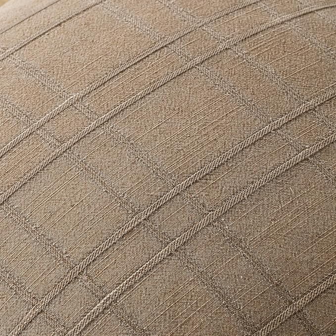 MIULEE Decorative Linen Check Throw Pillow Covers Neutral Farmhouse Vintage Pillow Covers 18x18 Set of 2 Boho Modern Winter Home Decor for Sofa Couch Bedroom Cushion Light Brown
