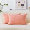 Home Brilliant Pink Lumbar Pillow 12x20 Pillow Covers Striped Corduroy Throw Pillows for Sofa Chair Office Living Room Bedroom, 12 x 20 inch, Coral