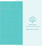 American Soft Linen Luxury 4 Piece Bath Towel Set, 600 GSM 100% Cotton Turkish Bath Towels for Bathroom, 27x54 in Large Bathroom Shower Towels, Turquoise Blue