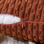 MIULEE Burnt Throw Pillow Covers Soft Corduroy Decorative Set of 2 Boho Striped Pillow Covers Pillowcases Farmhouse Home Decor for Couch Bed Sofa Living Room 18x18 Inch