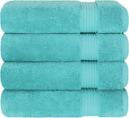 Cotton Paradise 4 Piece Turkish Bath Towels for Bathroom, 100% Cotton Extra Large Soft Plush Towels Bathroom Set, Turquoise