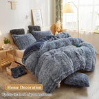 XeGe Faux Fur Throw Pillow Cases, Plush Shaggy Ultra Soft Pillow Covers, Fluffy Crystal Velvet Decorative Pillowcases, Furry Fuzzy Pillow Shams Zipper Closure, Set of 2 (Standard, Navy Blue Ombre)