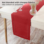 D'Moksha Homes Linen Bright Red Table Runner 36 Inches - 100% Pure Linen Small Table Runner 14 x 36 Inch Ideal for Dresser, Coffee Tables, Fall and Halloween - Classic Hemstitch - Classic Hemstitch