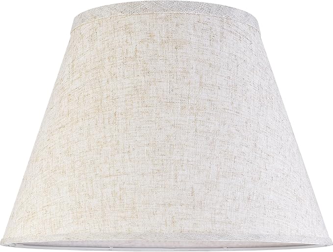 GO&SO 2Pc Beige Lamp Shade, 5.5'' Top x 10'' Bottom x 7.2'' Height, Small Barrel Lampshade for Table Lamp & Floor Light, Handcrafted Natural Linen, Spider Fitting