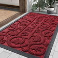 Smiry Welcome Door Mat Outside Entrance, Heavy Duty Trap Dirt and Moisture Easy Clean Low Profile Patio Porch Indoor Outdoor Front Doormat for Entry, 36x24 Inch, Burgundy/Welcome