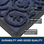 Smiry Welcome Door Mat Outside Entrance, Heavy Duty Trap Dirt and Moisture Easy Clean Low Profile Patio Porch Indoor Outdoor Front Doormat for Entry, 29.5x17 Inch, Navy Blue/Welcome
