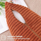 Mecatny Corduroy Decorative Fall Throw Pillow Covers 24x24 Set of 2 for Sofa Living Room, Soft Burnt Orange Neutral Boho Couch Pillow Covers for Home Decor, Rust