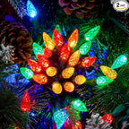 Joiedomi C6 LED Christmas String Lights,150 Count Strawberry Christmas Trees Lights, 50.6FT Connectable Multicolor for Indoor Outdoor Holiday Party Decor,Green Wire