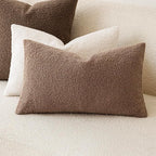 Foindtower Pack of 2, Curly Faux Fur Decorative Throw Pillow Covers Soft Plush Cushion Case with Zipper Cozy Boho Lumbar Pillowcase for Home Living Room Couch Bedroom Sofa 12 x 20 Inch, Chocolate