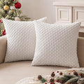 MIULEE Christmas Throw Pillow Covers Soft Corduroy Decorative Set of 2 Boho Striped Pillow Covers Pillowcases Farmhouse Home Decor for Couch Bed Sofa Living Room 16x16 Inch Pure White