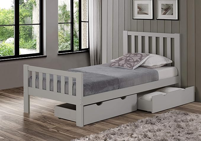 Underbed Storage Drawers, Set of 2, Solid Wood Rolling Organizers, Fits Bed Frames 9.75 Inches or Higher, Interior Dimensions 35 in. W x 19.25 in. D x 8 in. H, Dove Gray