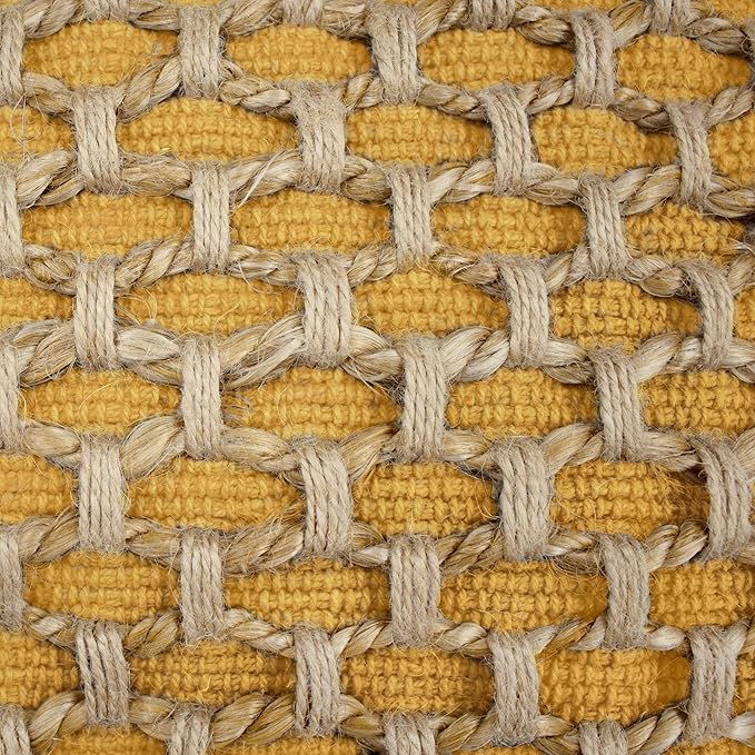 Boho Living Jada Premium Woven Design, Living Room Décor, Decorative Throw, (2) 18" x 18" Pillow Covers, Mustard Yellow 2 Count