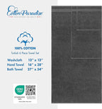 Cotton Paradise 6 Piece Towel Set 100% Cotton Soft Absorbent Turkish Towels for Bathroom 2 Bath Towels 2 Hand Towels 2 Washcloths, Dark Gray Towel Set