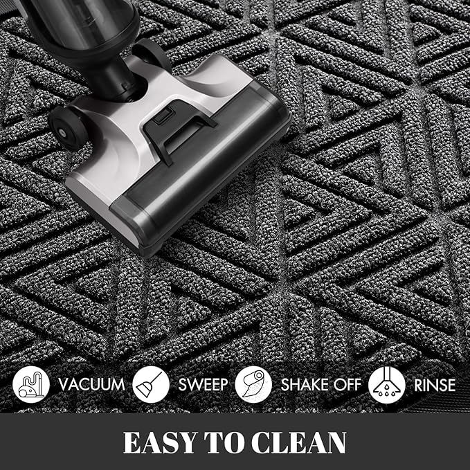 Yimobra Outdoor Mats for Front Door, Stops Mud & Dirt at Entrance, Fits Garage & Patio, All-Weather Waterproof Non Slip Outdoor Indoor Welcome Mat, 29.5x17 Mix Grey