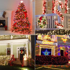 WATERGLIDE C6 Christmas Lights, 33ft 100 LED Faceted String Lights Green Wire Valentines Fairy Lights with 29V Adaptor, 8 Lighting Mode, Waterproof for Indoor Outdoor Patio Xmas Tree Party Decor, Red