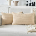 MIULEE Pack of 2 Corduroy Pillow Covers 12 x 20 Inch Lumbar Throw Pillow Covers Beige Pillowcases for Spring Sofa Bedroom Couch