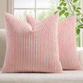 Mecatny Corduroy Decorative Throw Pillow Covers 22x22 Set of 2 for Sofa Living Room, Soft Neutral Boho Couch Pillow Covers for Home Decor, Pink