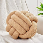 Uvvyui Knot Pillow Ball, Soft Home Decorative Pillows, Round Throw Pillow, Handmade Knotted Plush Pillow, Round Boucle Pillow Cushion (11 Inches Khaki)