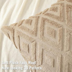 decorUhome Couch Throw Pillow Covers 20x20 Set of 2, Decorative Soft Plush Faux Wool Neutral Accent Pillow Covers for Bed Sofa Living Room, Light Khaki