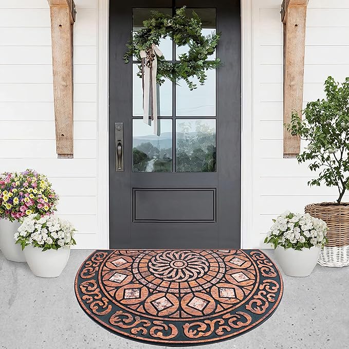 ubdyo Unique Pattern Front Door Mat - Heavy Duty Warm Door Matt Outdoor Entrance - Low Pile Easy Fit Welcome Mat - Anti Slip Rubber Backing Doormat Outdoor Entrance for Patio, Porch - Large 23" х 36"