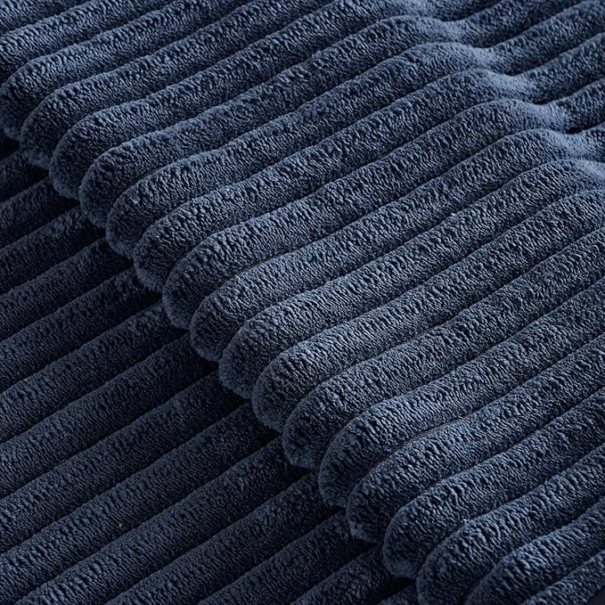 Fancy Homi Set of 2 Navy Blue Boho Lumbar Decorative Throw Pillow Covers 12x24 Inch for Couch Bed Chair, Aesthetic Modern Bohemian Room Decor, Soft Fluffy Corduroy Rectangle Cushion Case 30x60cm