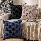 Christmas Pillow Covers 20x20 inch Set of 2 Navy Blue Christmas Decorations Soft Plush Faux Fur Wool Xmas Tree Throw Pillow Cases Winter Holiday Decor for Sofa Living Room PT002H20