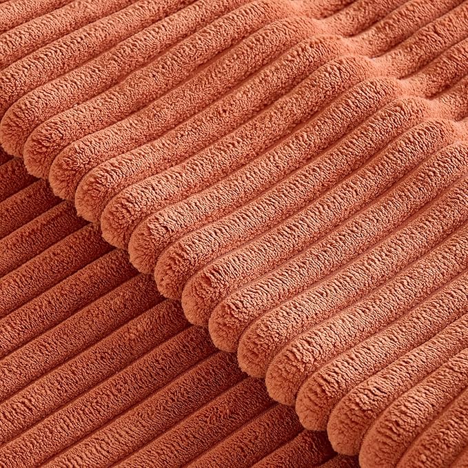 Fancy Homi Set of 2 Burnt Orange Fall Decorative Throw Pillow Covers 18x18 Inch for Couch Bed Sofa, Autumn Halloween Thanksgiving Rome Decor, Soft Plush Corduroy Cute Aesthetic Cushion Case 45x45 cm