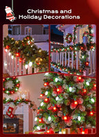 C9 LED Christmas Lights Outdoor, 50 FT 50 Red and Pure White Connectable C9 String Lights for Christmas Tree Patio Roofline Garden Backyard Holiday Party Indoor Outdoor Decoration, Green Wire
