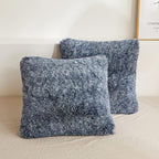 XeGe Soft Faux Fur Throw Pillow Covers, Luxury Fluffy Cushion Covers, Shaggy Plush Furry Pillow Cases, Fuzzy Decorative Pillow Covers Pack of 2 for Sofa Bed Couch (18''x18'', Navy Blue Ombre)